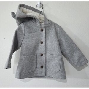 Old Navy New Baby Toddler Girl Coat 18 24 Month Hooded Lined Wool Jacket Grey